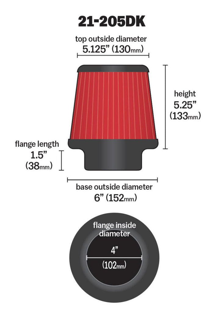 AEM 4 inch Short Neck 5 inch Element Filter Replacement - Black Ops Auto Works