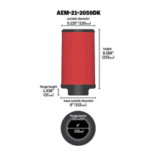 Load image into Gallery viewer, AEM 4 inch x 9 inch Dryflow Element Filter Replacement - AEM Induction 21-2059DK