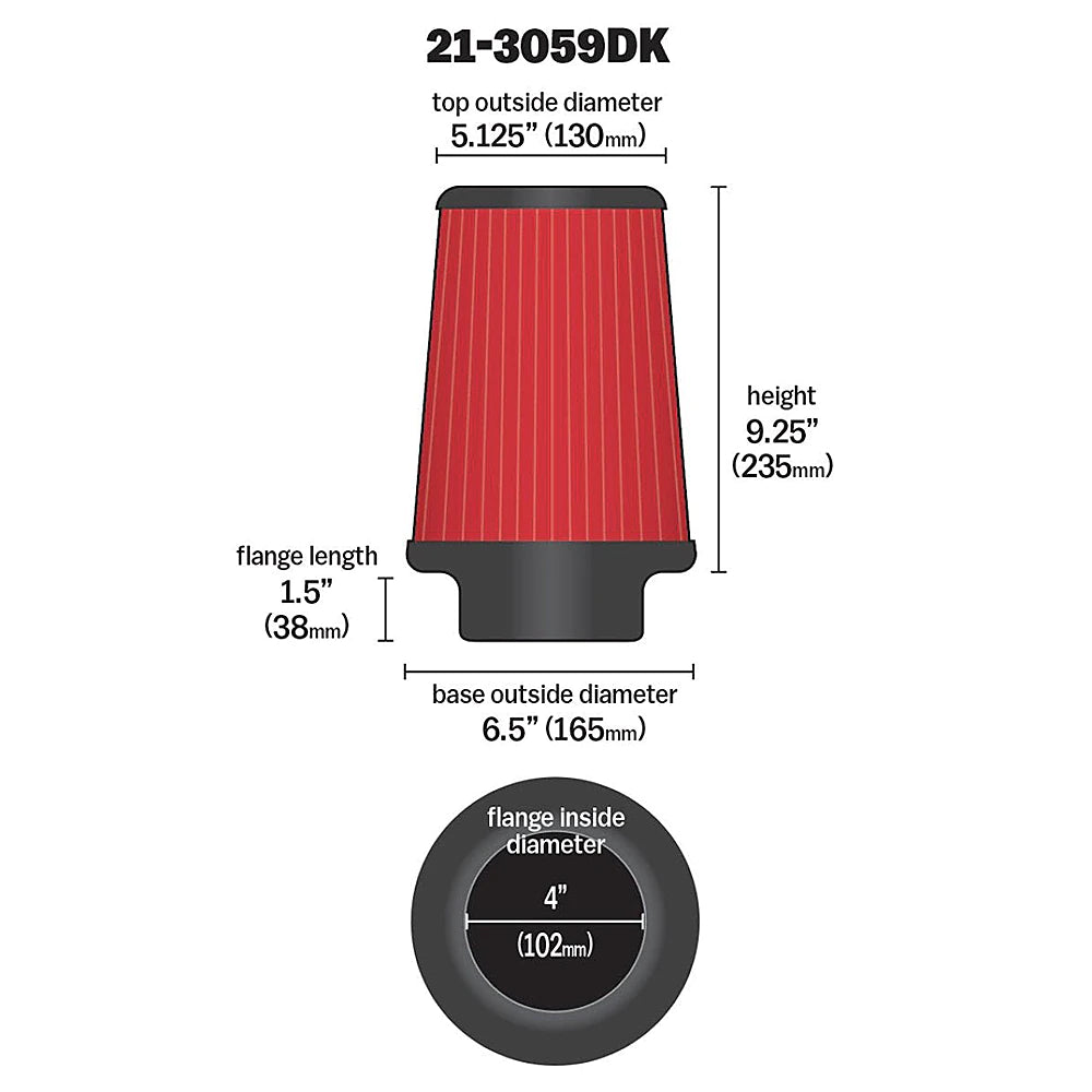 AEM 4 inch x 9 inch x 1 inch Dryflow Element Filter Replacement - AEM Induction 21-3059DK