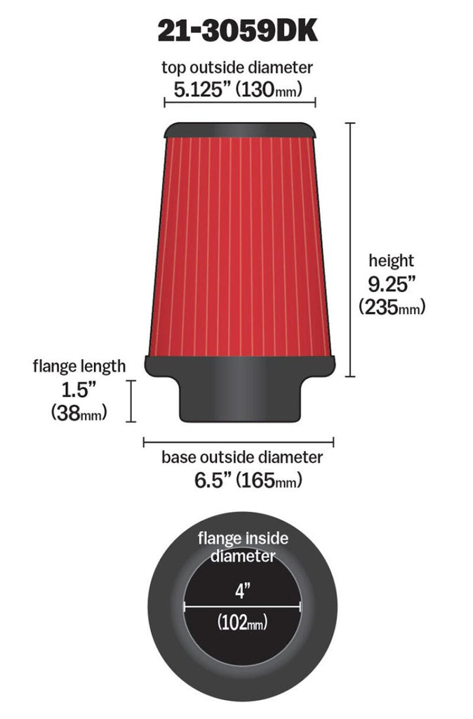 AEM 4 inch x 9 inch x 1 inch Dryflow Element Filter Replacement - Black Ops Auto Works
