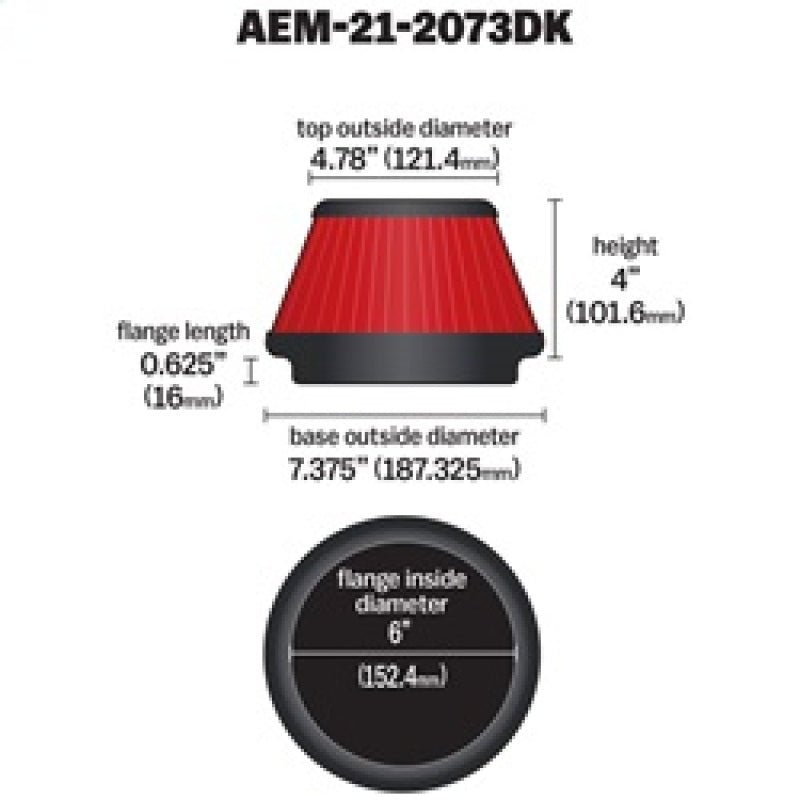 AEM 5 inch x 5 inch DryFlow Air Filter - Black Ops Auto Works