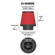 Load image into Gallery viewer, AEM 6 inch Short Neck 5 inch Element Filter Replacement - AEM Induction 21-209EDK