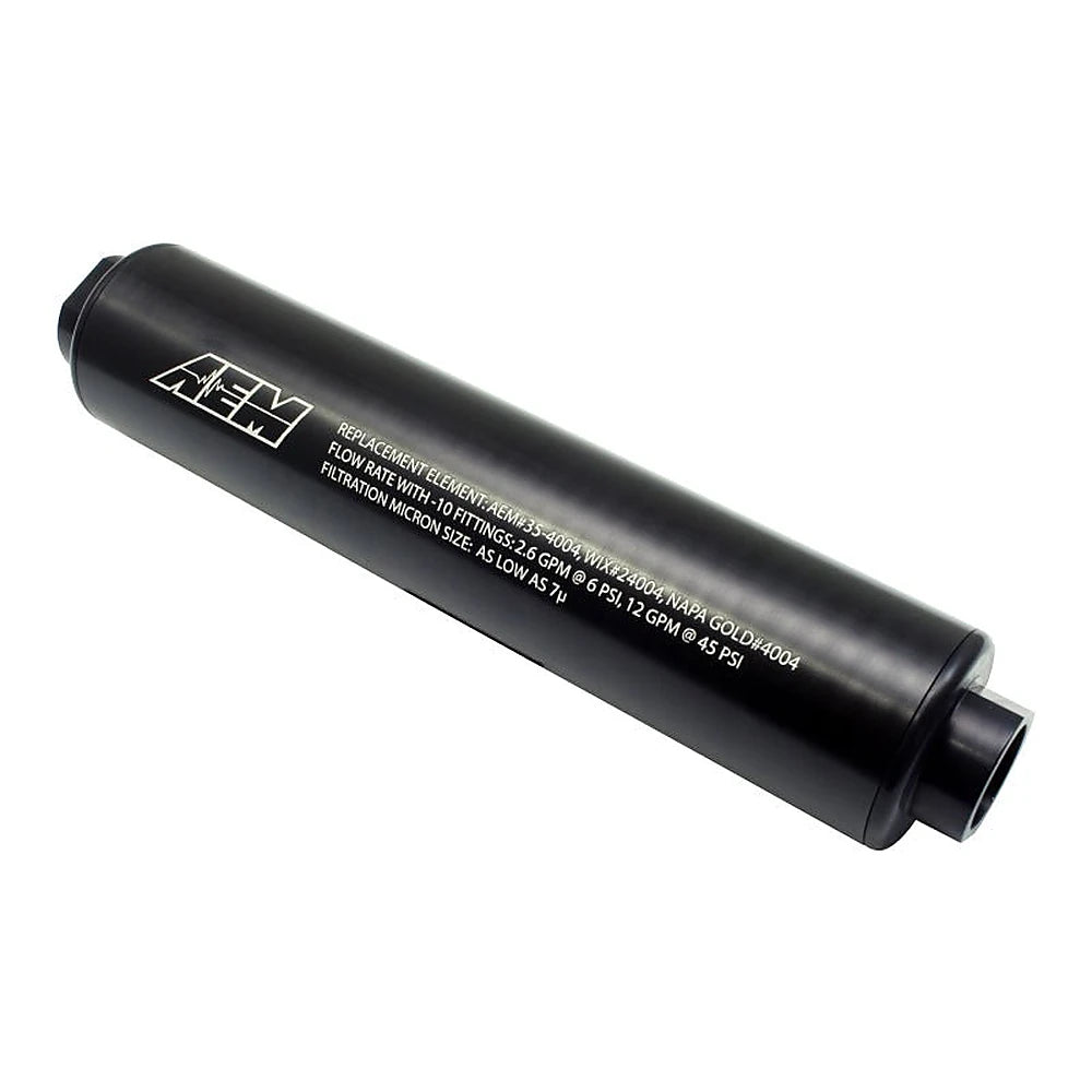 AEM Universal High Flow -10 AN Inline Black Fuel Filter - AEM 25-201BK