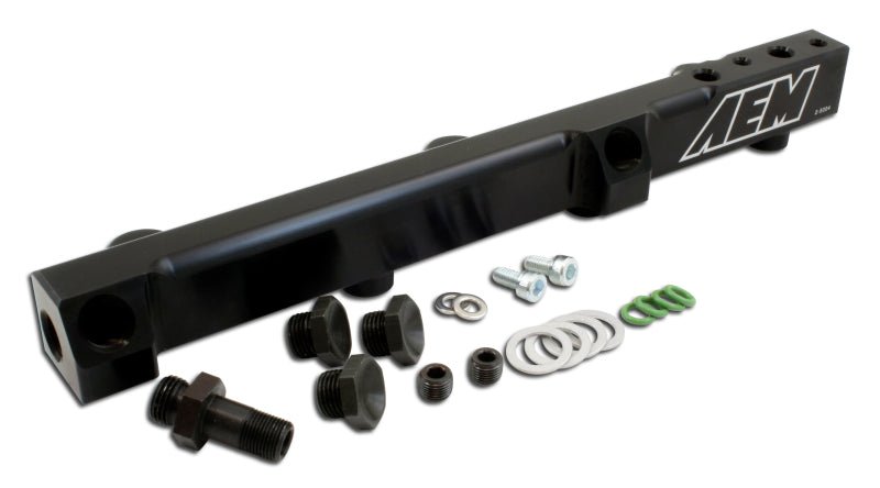 AEM 90-93 Accord DX/LX/SE/EX & 92-01 Prelude S/Si/Si VTEC Black Fuel Rail - Black Ops Auto Works