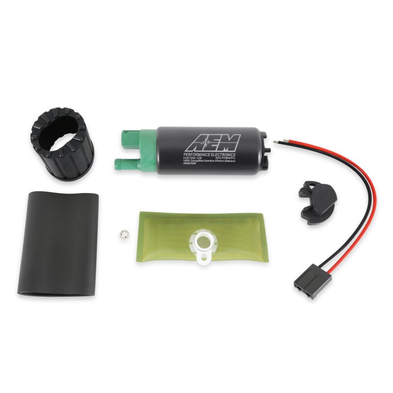 AEM 400 LPH E85 Compatible Fuel Pump Kit - Single Barb - Ethanol Compatible - AEM 50-1235