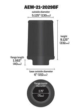 Load image into Gallery viewer, AEM Dryflow Conical Air Filter 2.75in Flange ID / 6in Base OD / 5.125in Top OD / 9.125in Height - Black Ops Auto Works
