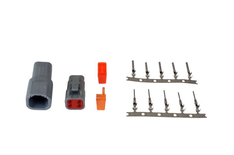 AEM DTM-Style 4-Way Connector Kit w/ Plug / Receptacle / Wedge Locks / 5 Female Pins / 5 Male Pins - Black Ops Auto Works