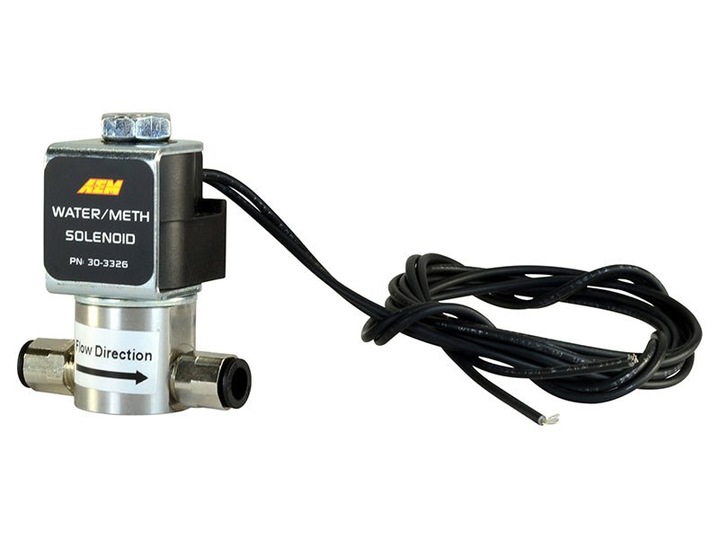 AEM Water/Methanol Injection System - High-Flow Low-Current WMI Solenoid - 200PSI 1/8in-27NPT In/Out - Black Ops Auto Works