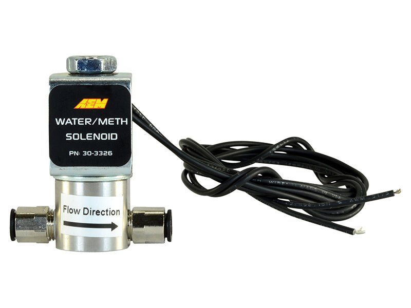 AEM Water/Methanol Injection System - High-Flow Low-Current WMI Solenoid - 200PSI 1/8in-27NPT In/Out - Black Ops Auto Works