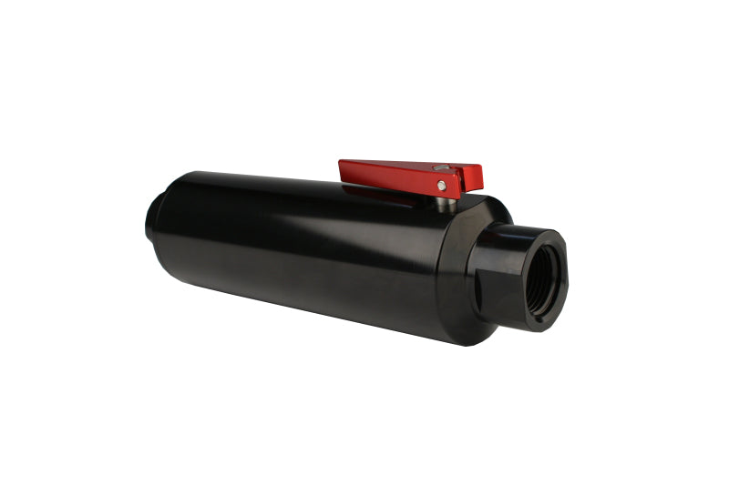 Aeromotive Aeromotive In-Line AN-12 Filter w/Shutoff Valve 100 Micron SS Element - Black Anodize Finish