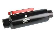 Load image into Gallery viewer, Aeromotive Aeromotive In-Line AN-12 Filter w/Shutoff Valve 100 Micron SS Element - Black Anodize Finish