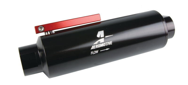Aeromotive Aeromotive In-Line AN-12 Filter w/Shutoff Valve 100 Micron SS Element - Black Anodize Finish