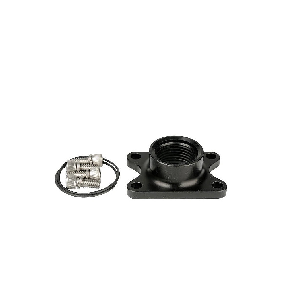 Black pump outlet adapter with bolts