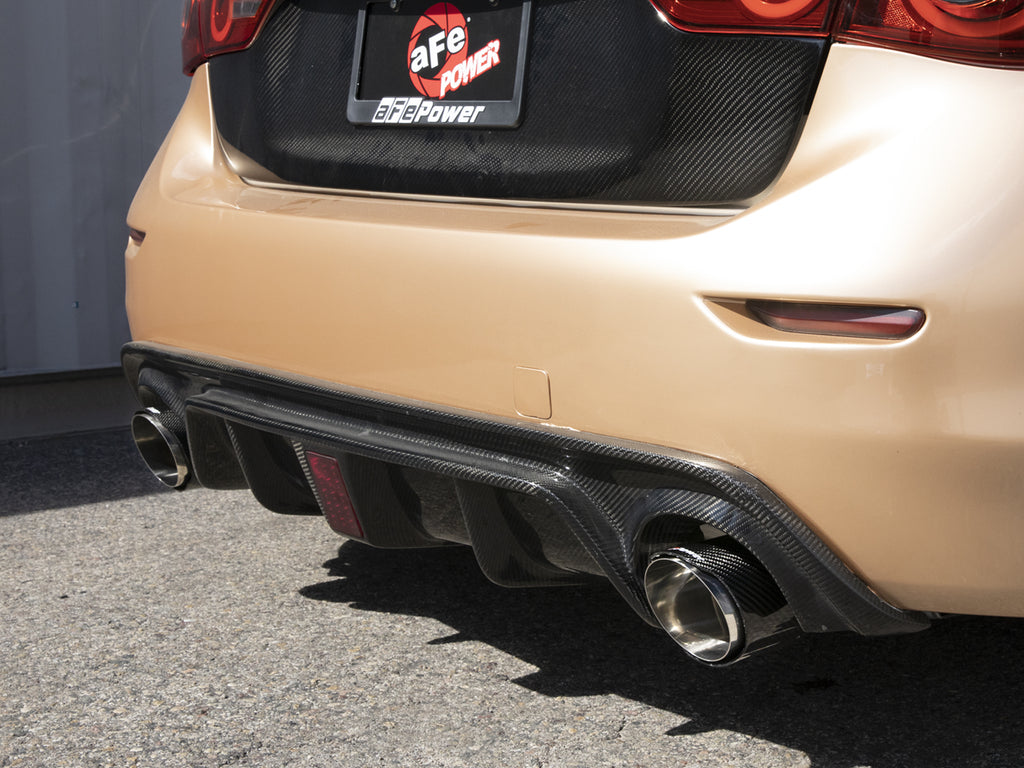 aFe 14-15 Infiniti Q50 (V37) V6 3.7L Takeda 2-1/2in SS Cat-Back Exhaust System w/ Carbon Fiber Tips aFe AFE49-36136-C