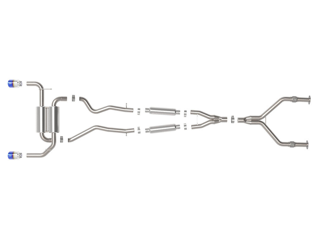 aFe 14-15 Infiniti Q50 V6 3.7L Takeda 2-1/2in 304 SS Cat-Back Exhaust System w/ Blue Flame Tips aFe AFE49-36136-L