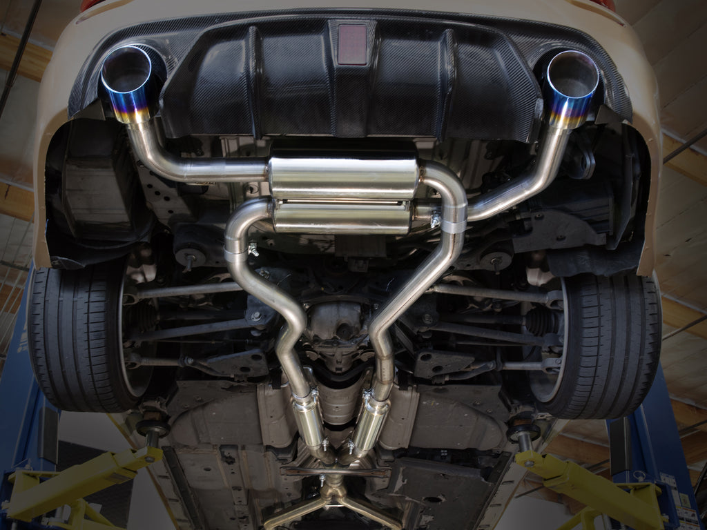 aFe 14-15 Infiniti Q50 V6 3.7L Takeda 2-1/2in 304 SS Cat-Back Exhaust System w/ Blue Flame Tips aFe AFE49-36136-L