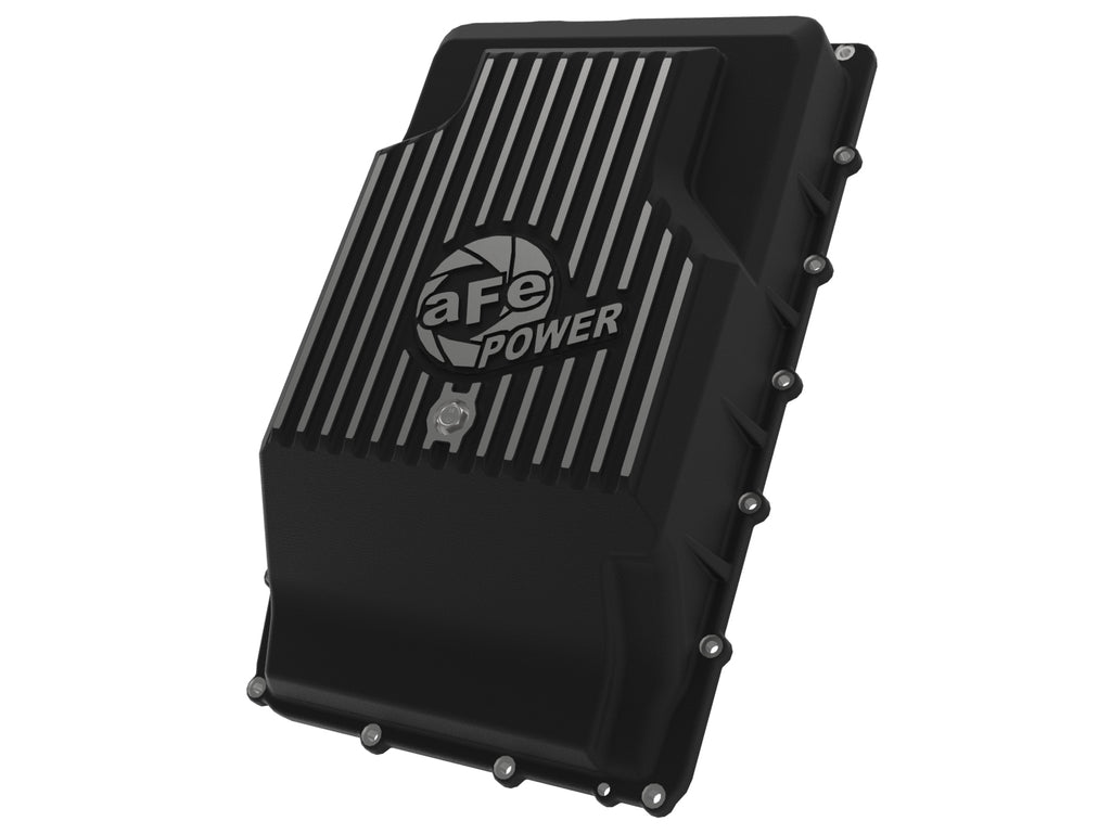 aFe 17-24 Ford F-150 10R60/10R80 Pro Series Rear Transmission Pan Black w/ Machined Fins aFe AFE46-71330B