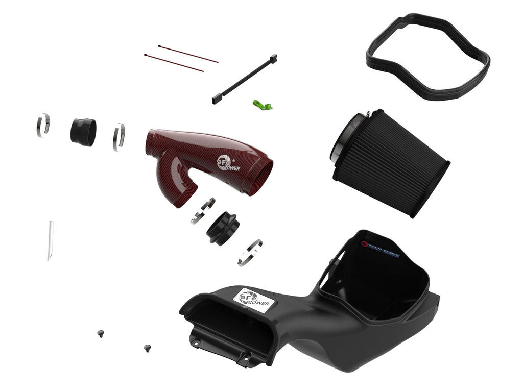 aFe 17-24 Ford F-150 Track Series Red Kevlar Carbon Fiber C/A Intake System w/Black Pro 5R Filter aFe AFE57-10031KR