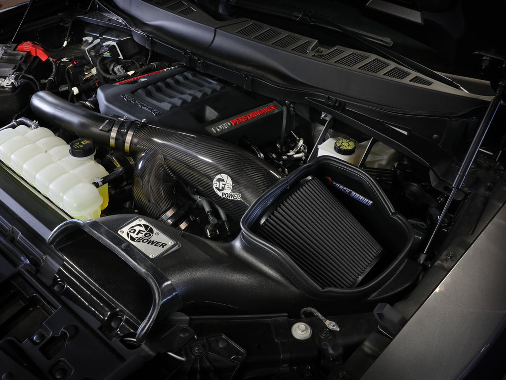 aFe 21-24 Ford F150 Raptor Track Series Carbon Fiber Cold Air Intake System w/ Black Pro 5R Filter aFe AFE57-10031K