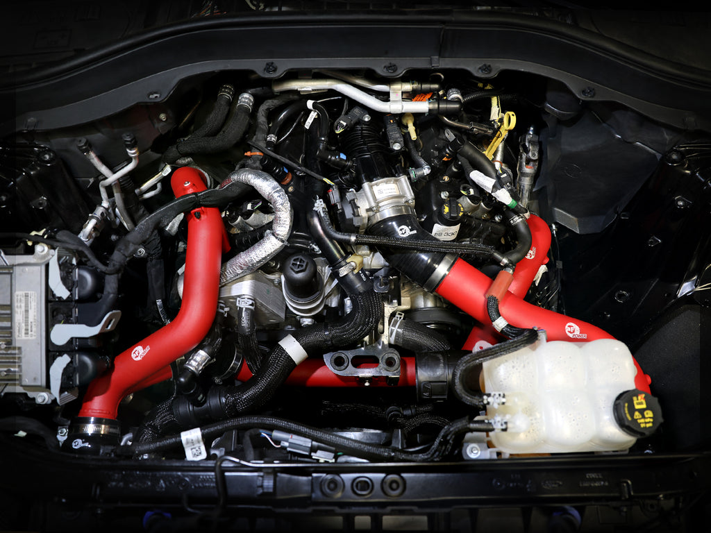 aFe 22-23 Ford Explorer BladeRunner Aluminum Hot and Cold Charge Pipe Kit - Red aFe AFE46-20674-R