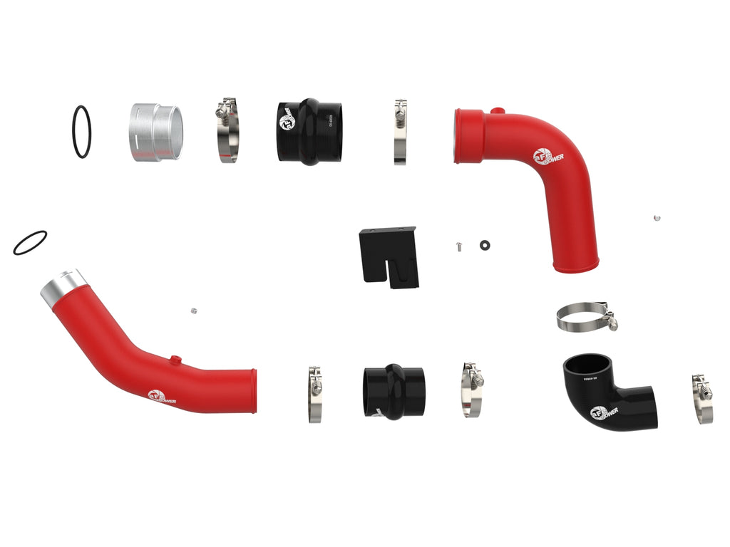 aFe 23-24 Ford Diesel Trucks V8-6.7L (td) BladeRunner Aluminum Hot and Cold Charge Pipe Kit - Red aFe AFE46-20734-R