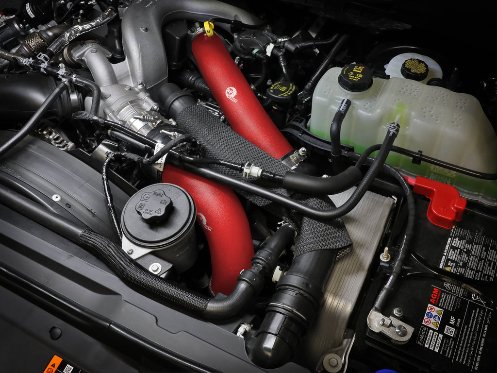 aFe 23-24 Ford Diesel Trucks V8-6.7L (td) BladeRunner Aluminum Hot and Cold Charge Pipe Kit - Red aFe AFE46-20734-R