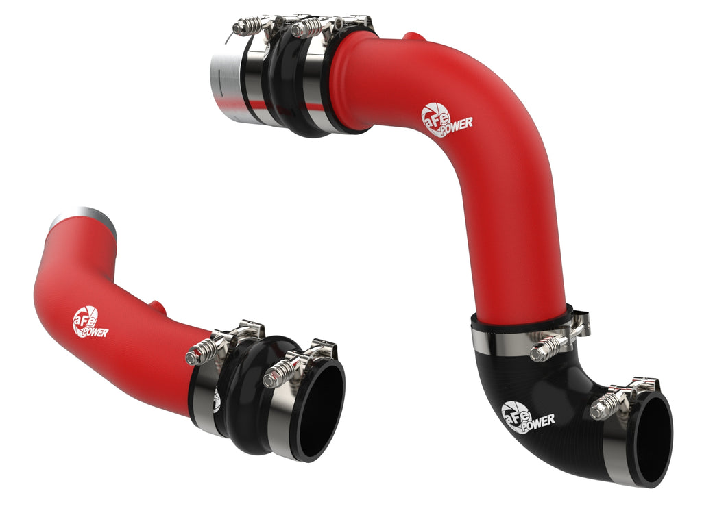 aFe 23-24 Ford Diesel Trucks V8-6.7L (td) BladeRunner Aluminum Hot and Cold Charge Pipe Kit - Red aFe AFE46-20734-R