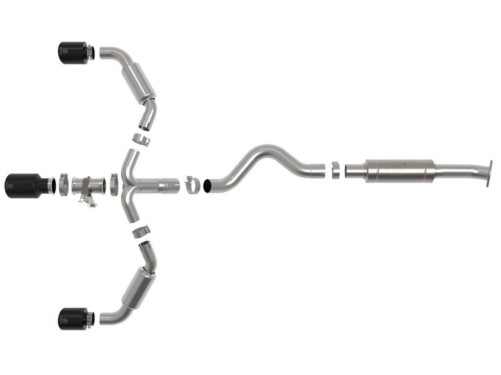 aFe 23-24 Toyota GR Corolla L3 1.6L (t) Gemini XV 3in to 2-1/2in Cat Back Exhaust w/ Black Tips aFe AFE49-36070-B
