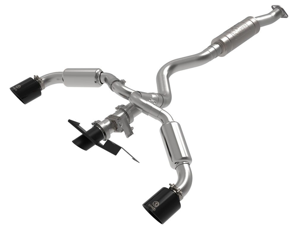 aFe 23-24 Toyota GR Corolla L3 1.6L (t) Gemini XV 3in to 2-1/2in Cat Back Exhaust w/ Black Tips aFe AFE49-36067-B