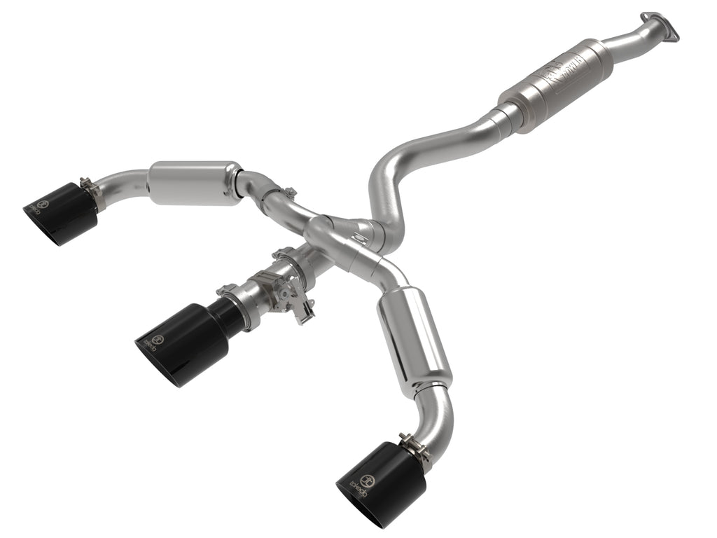 aFe 23-24 Toyota GR Corolla L3 1.6L (t) Gemini XV 3in to 2-1/2in Cat Back Exhaust w/ Black Tips aFe AFE49-36070-B
