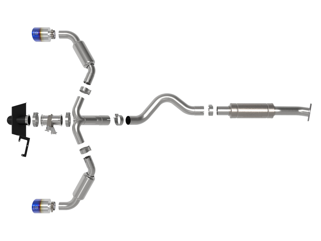 aFe 23-24 Toyota GR Corolla L3 1.6L (t) Gemini XV 3in to 2-1/2in Cat Back Exhaust w/ Blue Flame Tips aFe AFE49-36067-L