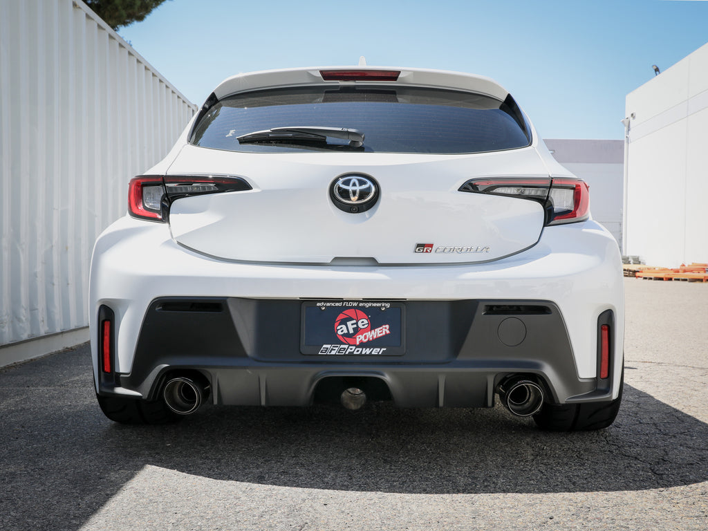 aFe 23-24 Toyota GR Corolla L3 1.6L (t) Gemini XV 3in to 2-1/2in CatBack Exhaust w/Carbon Fiber Tips aFe AFE49-36067-C
