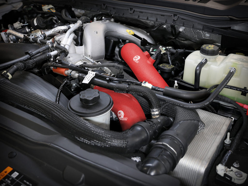 aFe 23-25 Ford F250/F350 Super Duty V8-6.7L BladeRunner Aluminum Hot & Cold Charge Pipe Kit - Red aFe AFE46-20684-R
