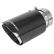 Load image into Gallery viewer, Carbon fiber exhaust tip close-up for aFe Mini Cooper S cat-back exhaust