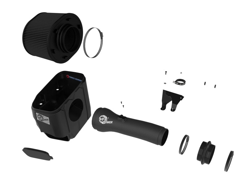 aFe Track Series heat shield and carbon fiber tube detail