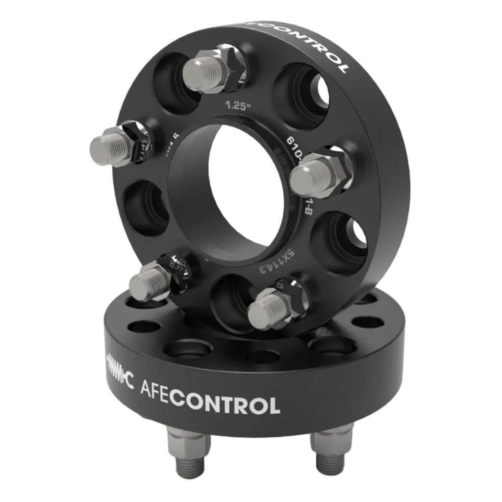 aFe CONTROL 1.25 inch wheel spacer full view black anodized