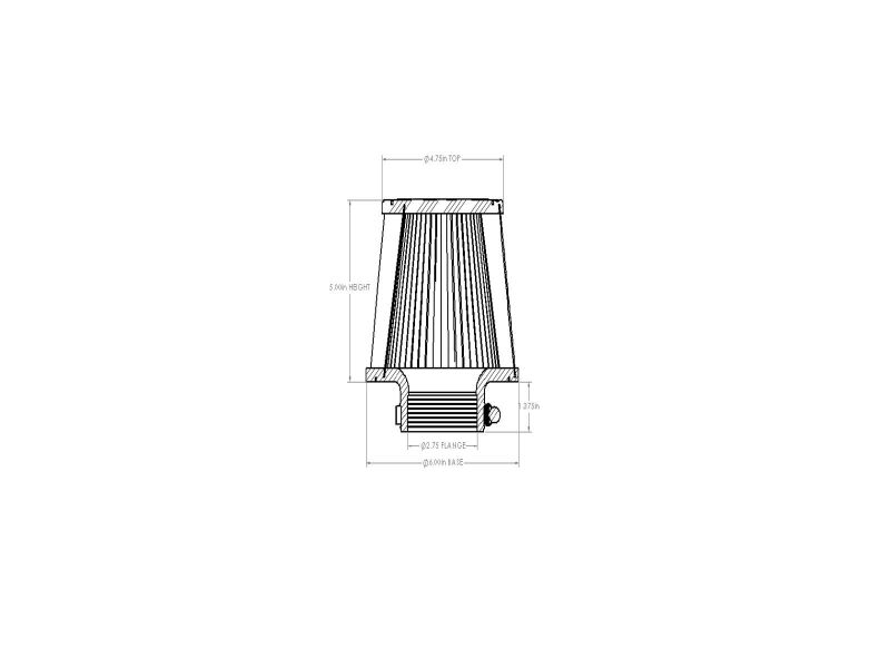aFe POWER Universal Clamp-On Air Filter w D2 Dura-Dry Media 2-3/4in F x 6in B x 4-3/4in T x 5inH - aFe 21-28001V