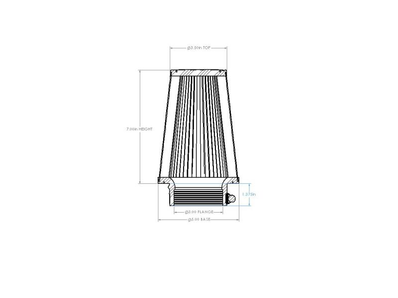 aFe POWER Universal Clamp-On Air Filter w D2 Dura-Dry Media 3in F x 5in B x 3-1/2in T x 7in H - aFe 21-30003V