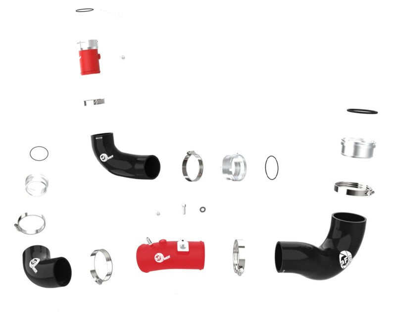aFe BladeRunner 22-23 Kia Stinger L4-2.5L (t) Aluminum Hot and Cold Charge Pipe Kit - Red - aFe 46-20694-R