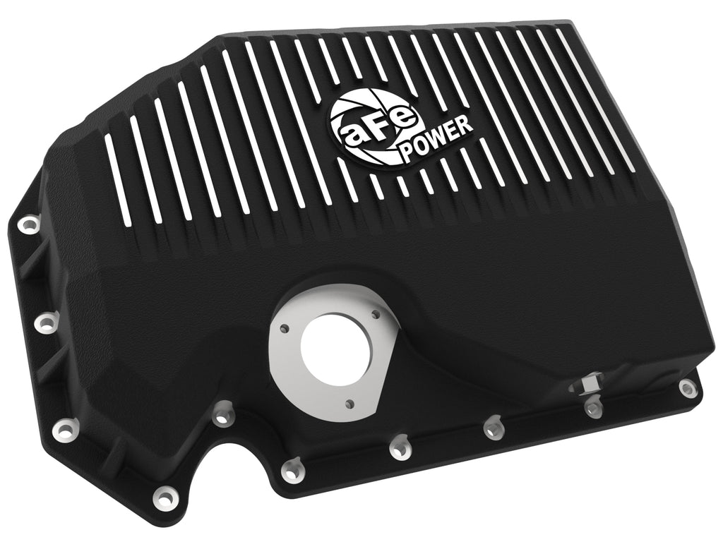 aFe 05-19 VW 1.8L/2.0L w/ Oil Sensor Engine Oil Pan Black POWER Street Series w/ Machined Fins - aFe 46-71210B