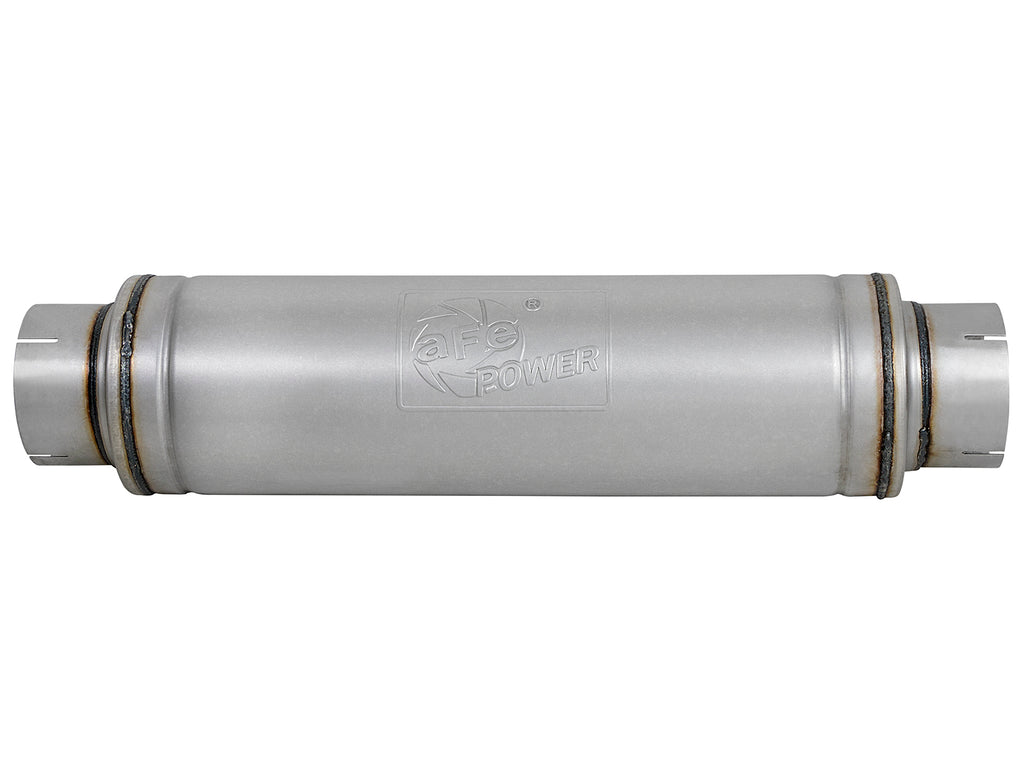 aFe ATLAS Aluminized Steel Muffler 5in Center/Center 24in L x 7in Diameter - Round Body aFe AFE49M00023