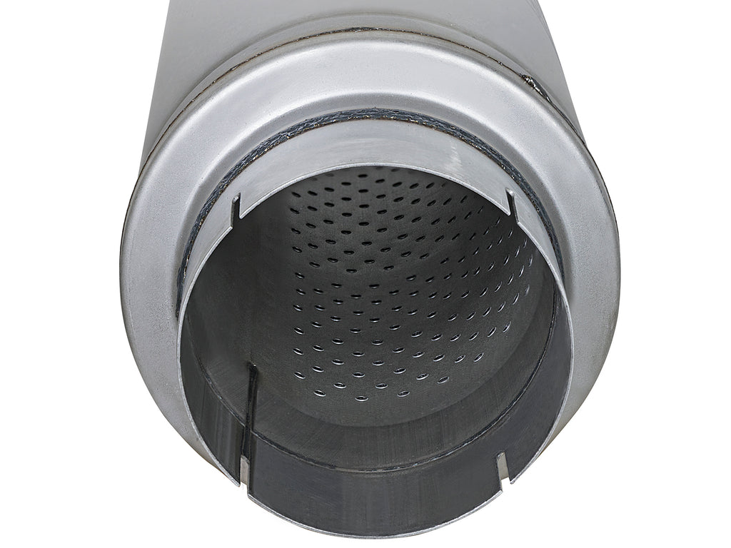 aFe ATLAS Aluminized Steel Muffler 5in Center/Center 24in L x 7in Diameter - Round Body aFe AFE49M00023