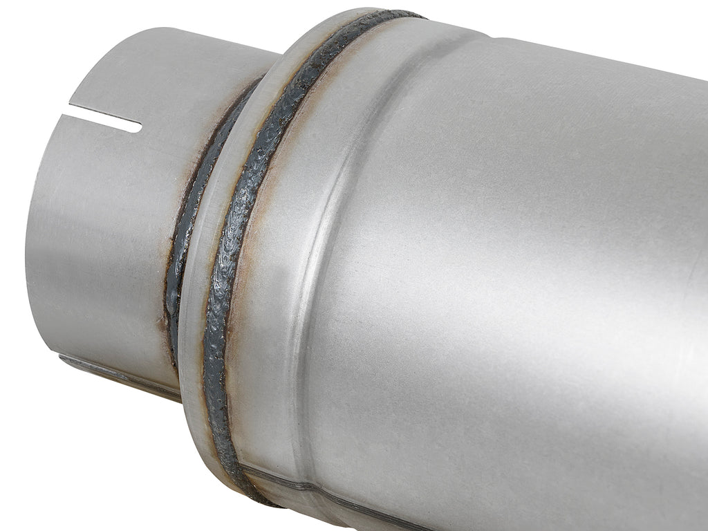 aFe ATLAS Aluminized Steel Muffler 5in Center/Center 24in L x 7in Diameter - Round Body aFe AFE49M00023