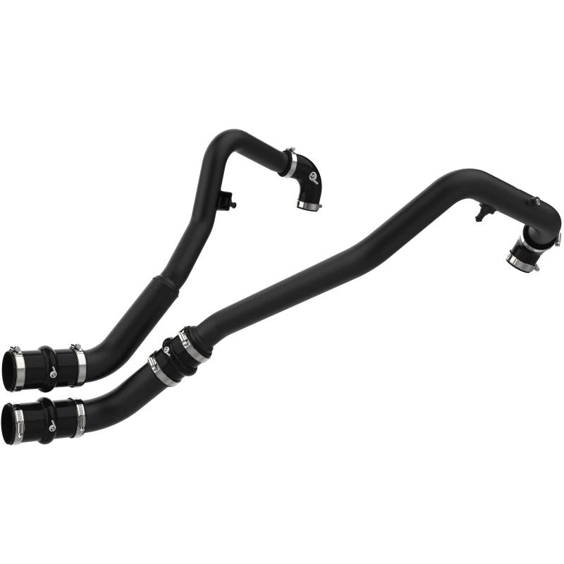 aFe BladeRunner black aluminum hot charge pipe pair, full kit overview