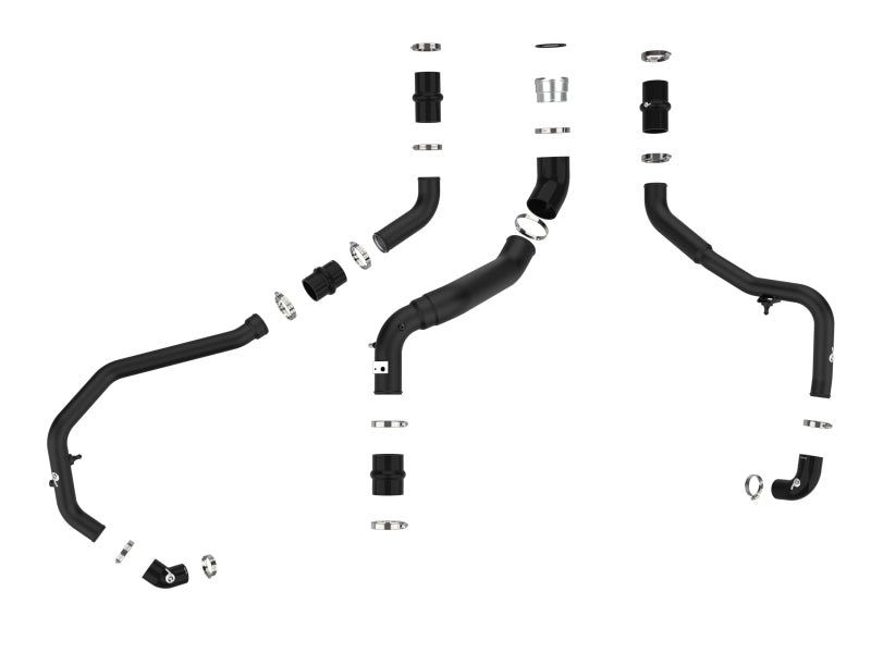 Diagram of aFe BladeRunner charge pipe kit hose and coupler components