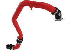Load image into Gallery viewer, aFe BladeRunner red aluminum charge pipe, close-up of coupler and hose clamps