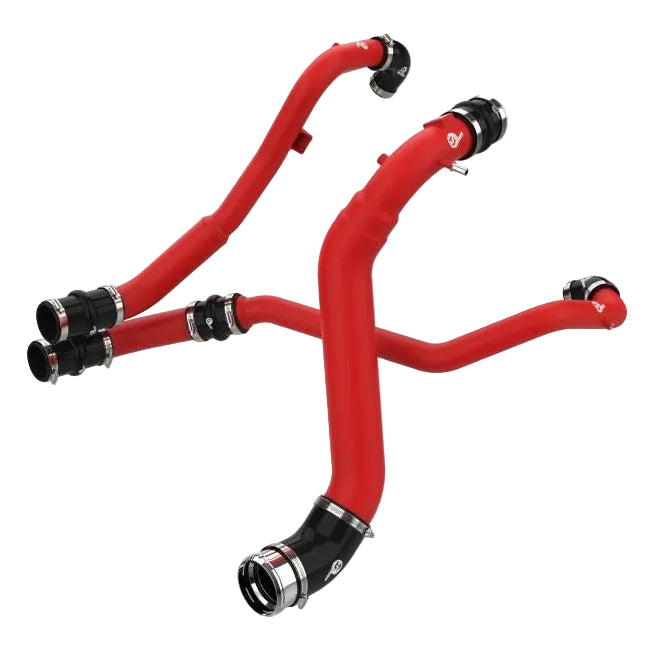 aFe BladeRunner red aluminum hot and cold charge pipe set, full kit overview