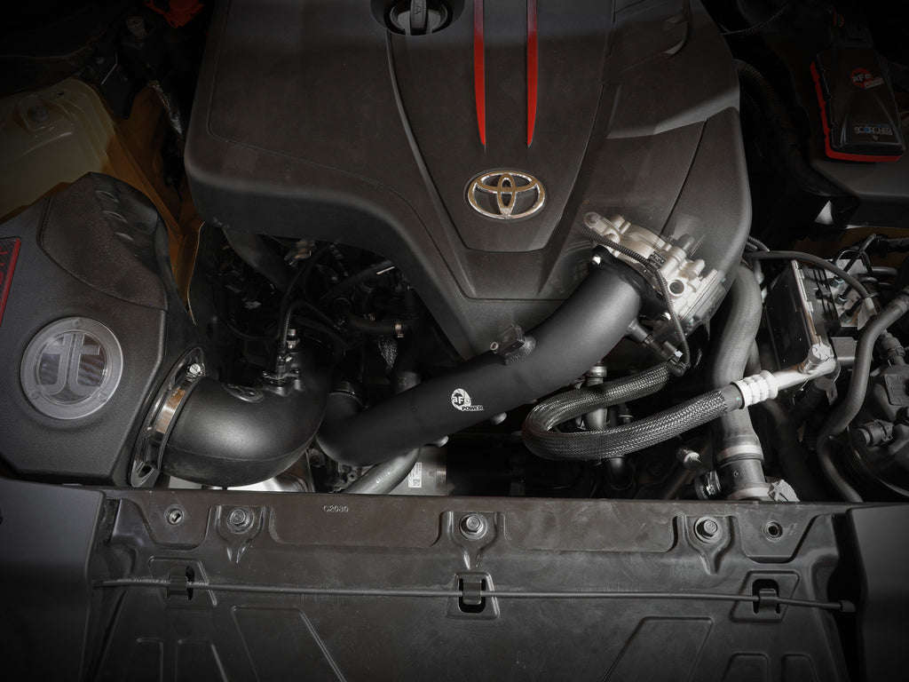 aFe BladeRunner Black 2-3/4in Aluminum Charge Pipe 2021 Toyota Supra GR (A90) I4-2.0L (t) B48 aFe AFE46-20488-B