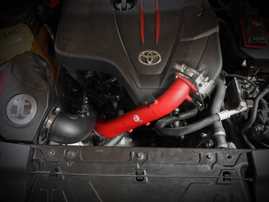 aFe BladeRunner Red 2-3/4in Aluminum Charge Pipe 2021 Toyota Supra GR (A90) I4-2.0L (t) B48 aFe AFE46-20488-R