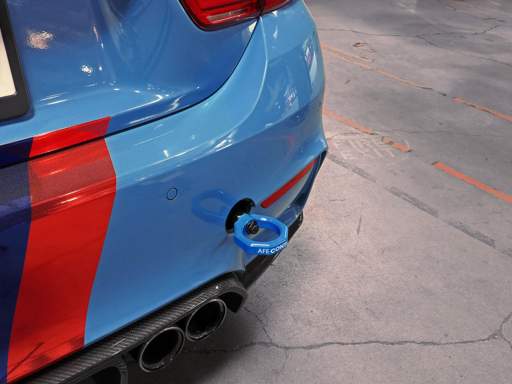 aFe Control Rear Tow Hook Blue BMW F-Chassis 2/3/4/M aFe AFE450-502002-L